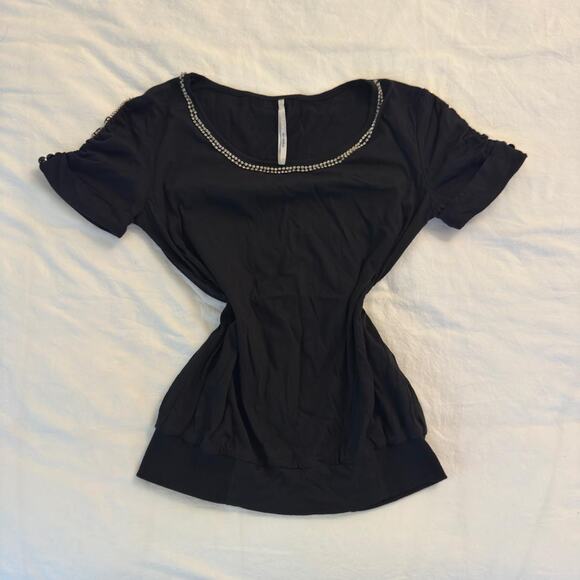 la miko Tops - Black‎ y2k shirt with diamond
